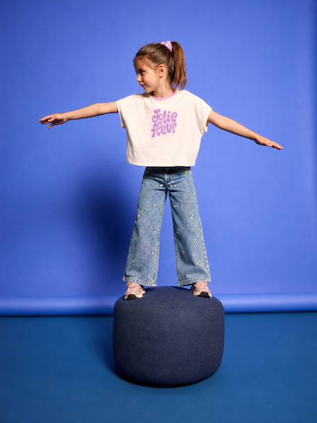 Meisjes T-shirt met korte mouwen ecru - vertbaudet enfant 