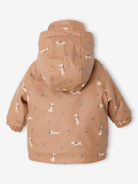 Regenjas voor baby met capuchon, gevoerd met sherpa hazelnoot+olijf - vertbaudet enfant 