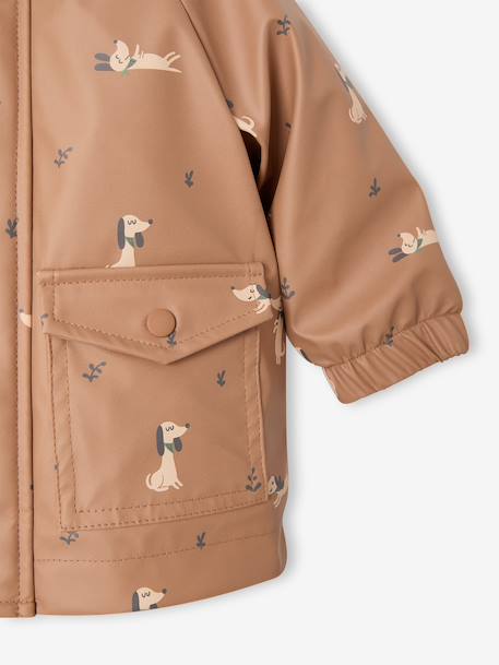 Regenjas voor baby met capuchon, gevoerd met sherpa hazelnoot+olijf - vertbaudet enfant 
