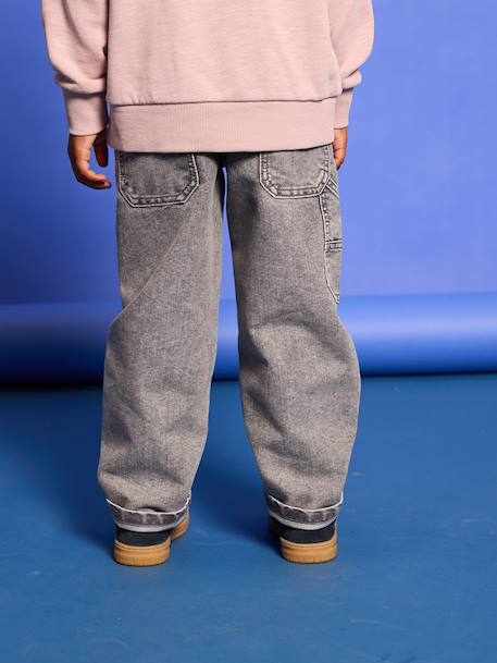 Cargojeans voor jongens denimgrijs+ongewassen denim - vertbaudet enfant 