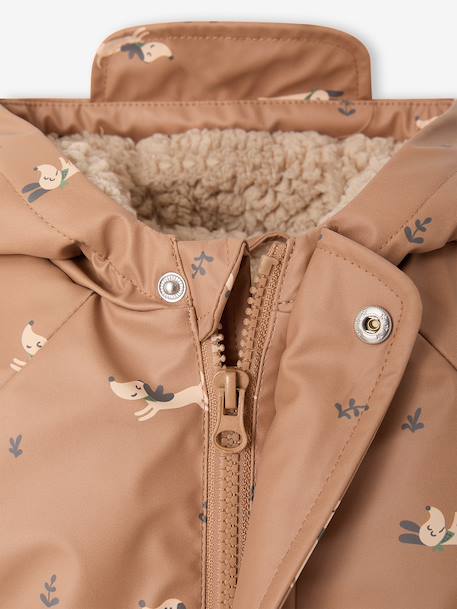 Regenjas voor baby met capuchon, gevoerd met sherpa hazelnoot+olijf - vertbaudet enfant 