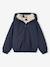Winddichte jas met capuchon voor meisjes, gevoerd met sherpa marineblauw+rozen - vertbaudet enfant 
