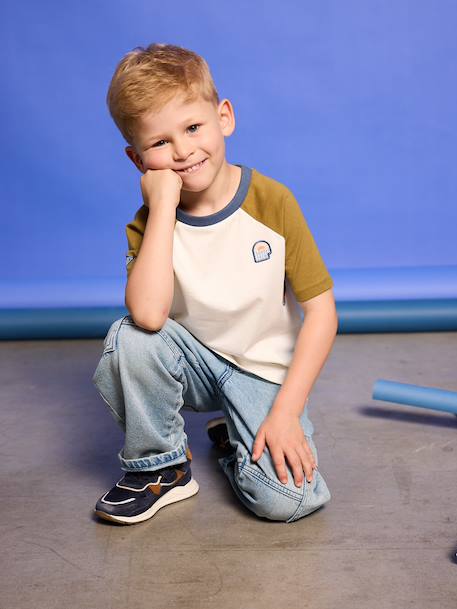 Jongens T-shirt met raglanmouwen kaki - vertbaudet enfant 