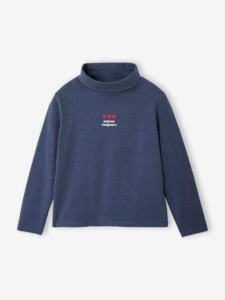 Set van 3  t-shirts met rolkraag voor meisjes ecru+inktblauw+poederroze set - vertbaudet enfant 