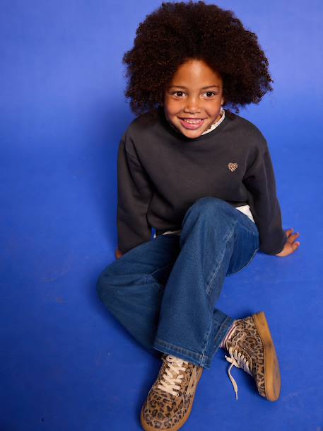 Wijde tregging voor meisjes van denim denimgrijs+donkerblauw+lichtblauw+middenblauw - vertbaudet enfant 