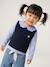 Mouwloze trui baby ecru+marineblauw+roze (poederkleur) - vertbaudet enfant 
