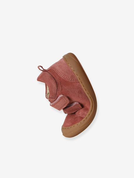 Zachte lederen baby-slofjes voor de eerste stapjes beige, bedrukt+blauw, bedrukt+brons+goud+groen, bedrukt+oudroze+roze (poederkleur)+roze, bedrukt+rozen+turquoiseblauw+veel roze+zachtpaars - vertbaudet enfant 