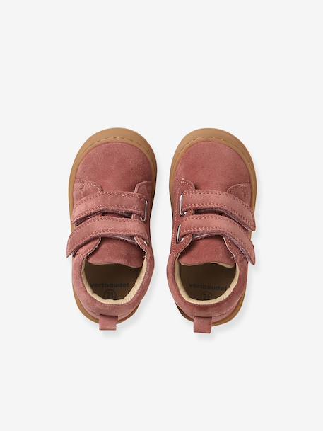 Zachte lederen baby-slofjes voor de eerste stapjes beige, bedrukt+blauw, bedrukt+brons+goud+groen, bedrukt+oudroze+roze (poederkleur)+roze, bedrukt+rozen+turquoiseblauw+veel roze+zachtpaars - vertbaudet enfant 