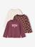 Set van 3 BASICS meisjesshirts met lange mouwen antraciet+ecru+grijsblauw+indigoblauw+koraal+rozen+zachtpaars - vertbaudet enfant 