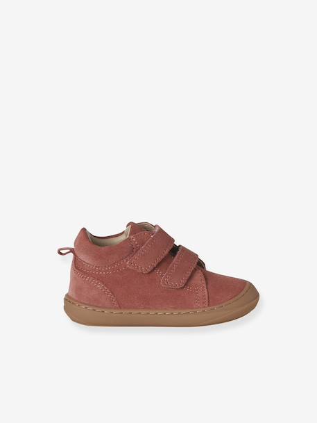 Zachte lederen baby-slofjes voor de eerste stapjes beige, bedrukt+blauw, bedrukt+brons+goud+groen, bedrukt+oudroze+roze (poederkleur)+roze, bedrukt+rozen+turquoiseblauw+veel roze+zachtpaars - vertbaudet enfant 