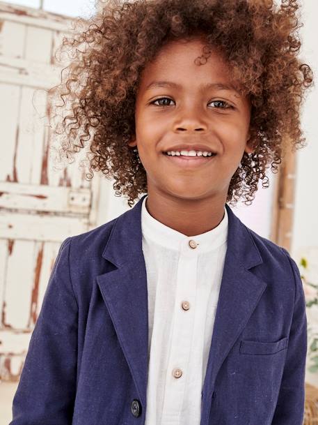 Feestelijk jasje voor jongens van katoen/linnen beige+blauw+donker marineblauw+lichtbeige+saliegroen - vertbaudet enfant 