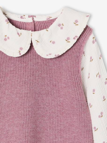 2-in-1 trui voor meisjes lila+marineblauw+terracottategel - vertbaudet enfant 