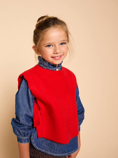 Mouwloze trui voor meisjes rood - vertbaudet enfant 