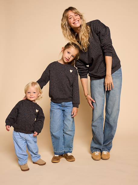 Meisjessweater met luipaardprint capsulecollectie moeder-dochter ENVIE DE FRAISE beige+donkergrijs - vertbaudet enfant 