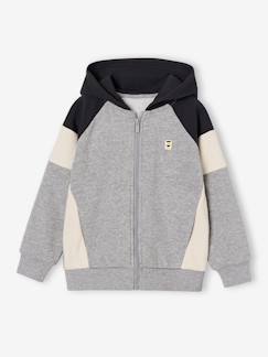 -Sweater met rits jongen met capuchon coloblock