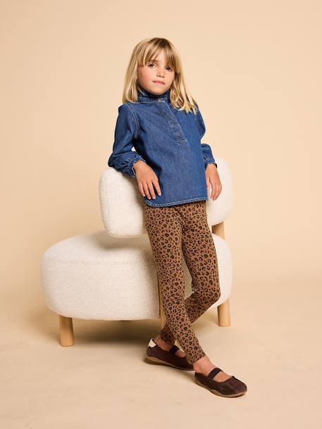 Legging met zebraprint voor meisjes, moeder-dochter capsule ENVIE DE FRAISE beige+chocoladebruin - vertbaudet enfant 