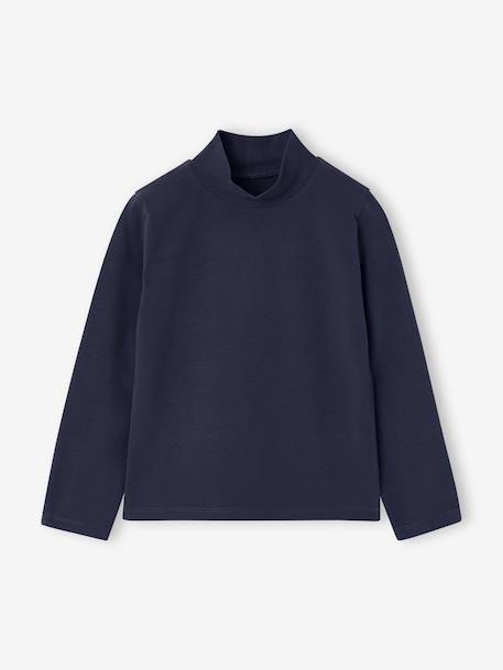 Set van 3 T-shirts BASICS met opstaande kraag voor meisjes rozenhout+zachtpaars - vertbaudet enfant 