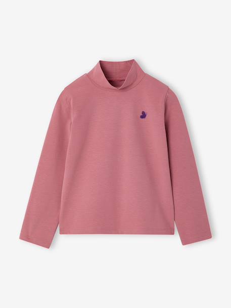 Set van 3 T-shirts BASICS met opstaande kraag voor meisjes rozenhout+zachtpaars - vertbaudet enfant 