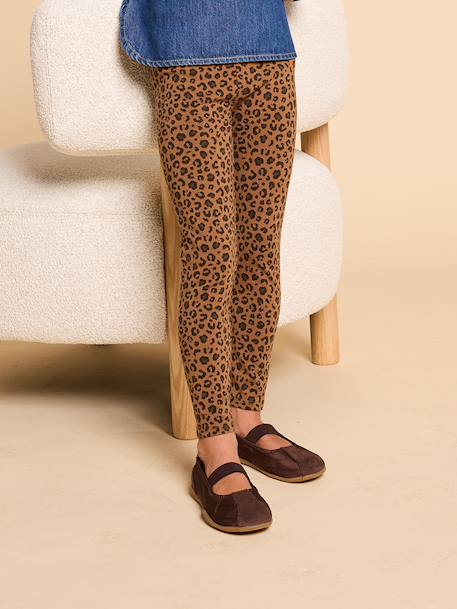 Legging met zebraprint voor meisjes, moeder-dochter capsule ENVIE DE FRAISE beige+chocoladebruin - vertbaudet enfant 
