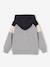 Sweater met rits jongen met capuchon coloblock bordeauxrood+gemêleerd grijs+groen+middenblauw+okergeel - vertbaudet enfant 