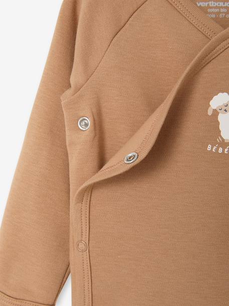 Set van 2 babyrompertjes met lange mouwen cappuccino+lichtroze+saliegroen - vertbaudet enfant 