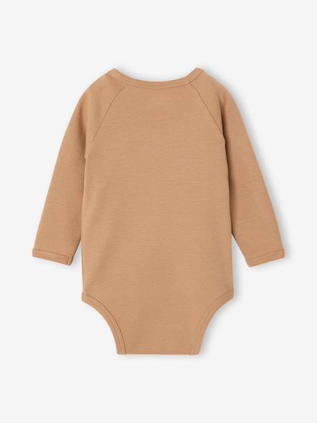 Set van 2 babyrompertjes met lange mouwen cappuccino+lichtroze+saliegroen - vertbaudet enfant 