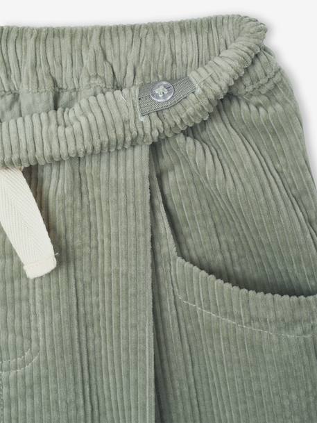 Meisjesbroek van fluweel / velours met losse pasvorm chocoladebruin+groengrijs+oudroze - vertbaudet enfant 