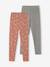 Set van 2 Basics meisjesleggings donkergrijs+indigoblauw+kaki+rozenhout+saliegroen - vertbaudet enfant 