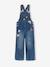 Wijde salopet van jeans voor meisjes denimgrijs+middenblauw+stone+zwart denim - vertbaudet enfant 