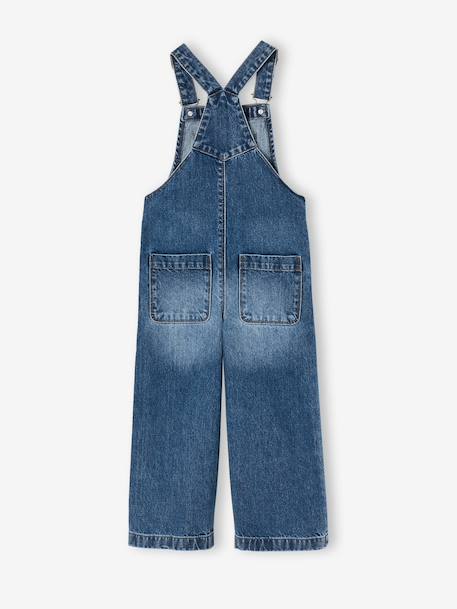 Wijde salopet van jeans voor meisjes denimgrijs+middenblauw+stone+zwart denim - vertbaudet enfant 