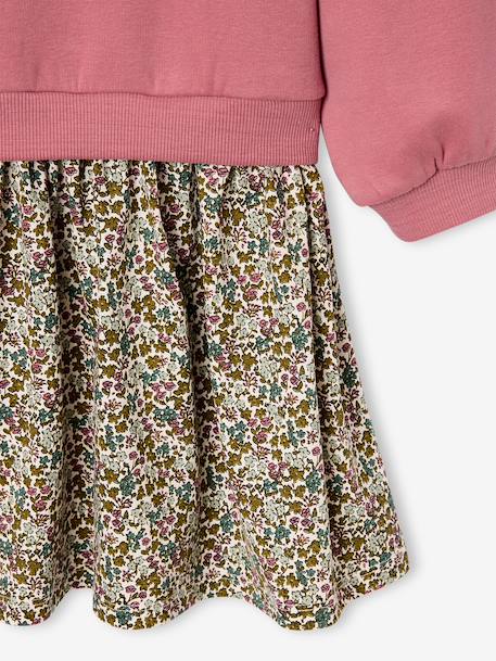 Meisjesjurk van bimateriaal antraciet+ecru+saliegroen+zachtpaars - vertbaudet enfant 