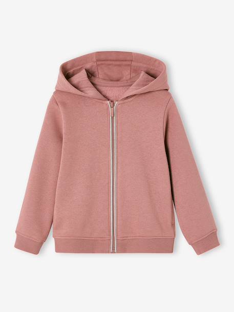 sweater met rits met capuchon voor meisjes marineblauw+oudroze - vertbaudet enfant 
