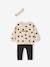 Personaliseerbare sweater + legging + haarband babymeisje antraciet+beige (poederkleur)+marineblauw - vertbaudet enfant 