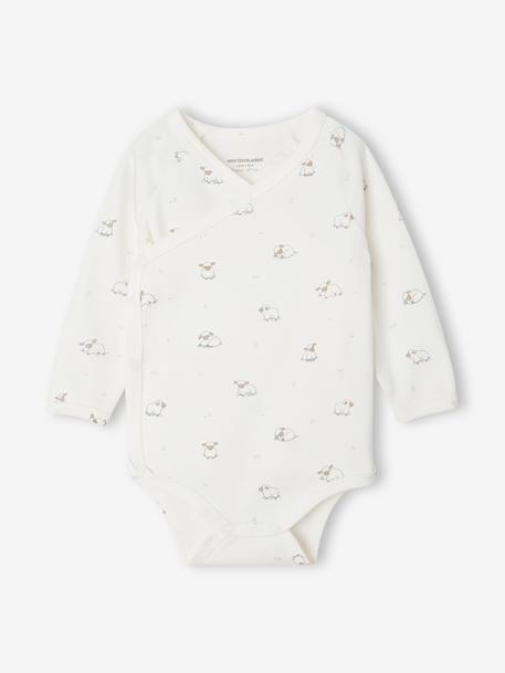 Set van 2 babyrompertjes met lange mouwen cappuccino+lichtroze+saliegroen - vertbaudet enfant 