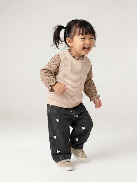 2-in-1 trui baby ecru+hemelsblauw+roze (poederkleur) - vertbaudet enfant 