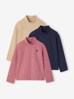 -Set van 3 T-shirts BASICS met opstaande kraag voor meisjes