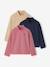 Set van 3 T-shirts BASICS met opstaande kraag voor meisjes rozenhout+zachtpaars - vertbaudet enfant 