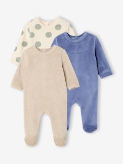 -Set van 3 velours babypyjama's
