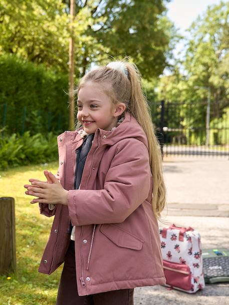3-in-1 parka voor meisjes marineblauw+rouge - vertbaudet enfant 