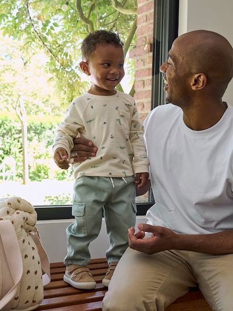 Babyjongens T-shirt met lange mouwen grijsblauw+vanille - vertbaudet enfant 