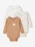 Set van 2 babyrompertjes met lange mouwen cappuccino+lichtroze+saliegroen - vertbaudet enfant 