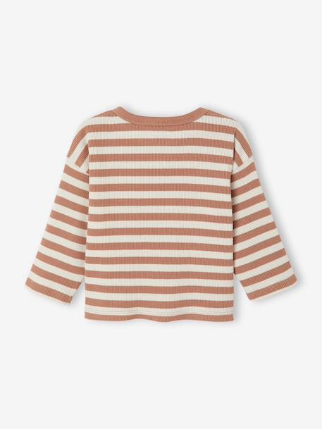 Gestreept babyshirt met lange mouwen cappuccino+kaki - vertbaudet enfant 