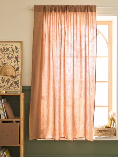 Katoenen gaasbuisgordijn ecru+grijsblauw+kaneel+mokka+roze (poederkleur)+rozen+saliegroen+wit - vertbaudet enfant 