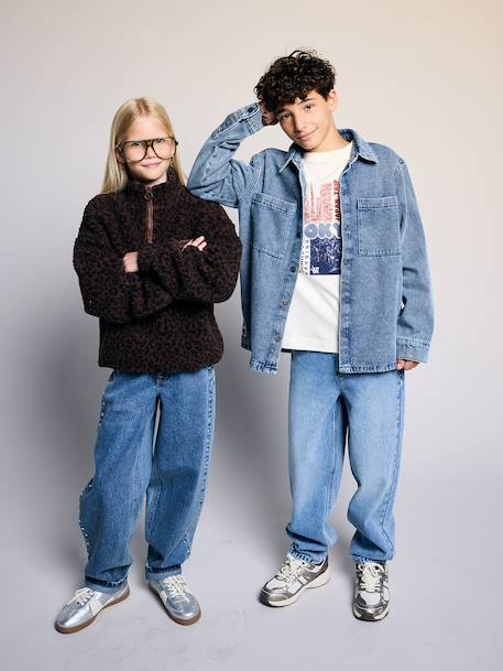 Ballonjeans voor meisjes middenblauw - vertbaudet enfant 