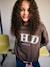 Meisjessweater met print chocoladebruin+grijs - vertbaudet enfant 