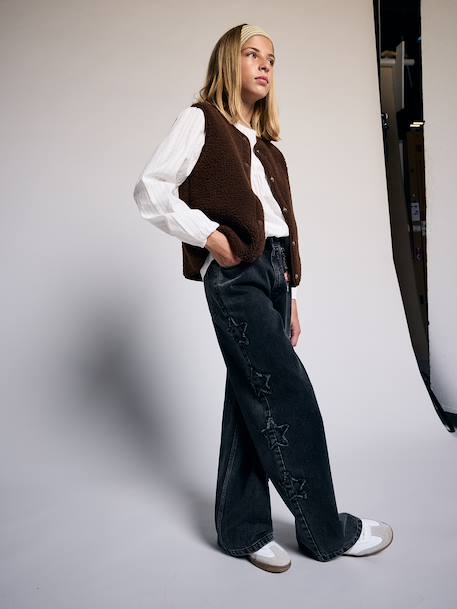 Wijde meisjesjeans denimgrijs - vertbaudet enfant 