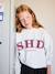 Meisjessweater met print chocoladebruin+grijs - vertbaudet enfant 
