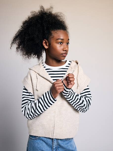 Mouwloos vest met capuchon beige - vertbaudet enfant 
