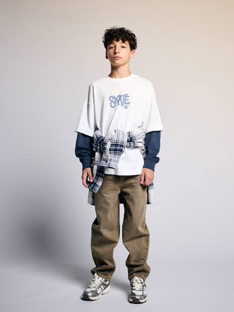 T-shirt met laagjeseffect jongen ecru - vertbaudet enfant 