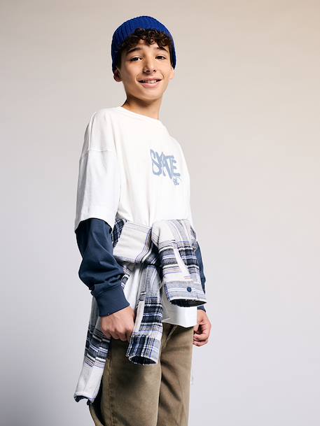 T-shirt met laagjeseffect jongen ecru - vertbaudet enfant 